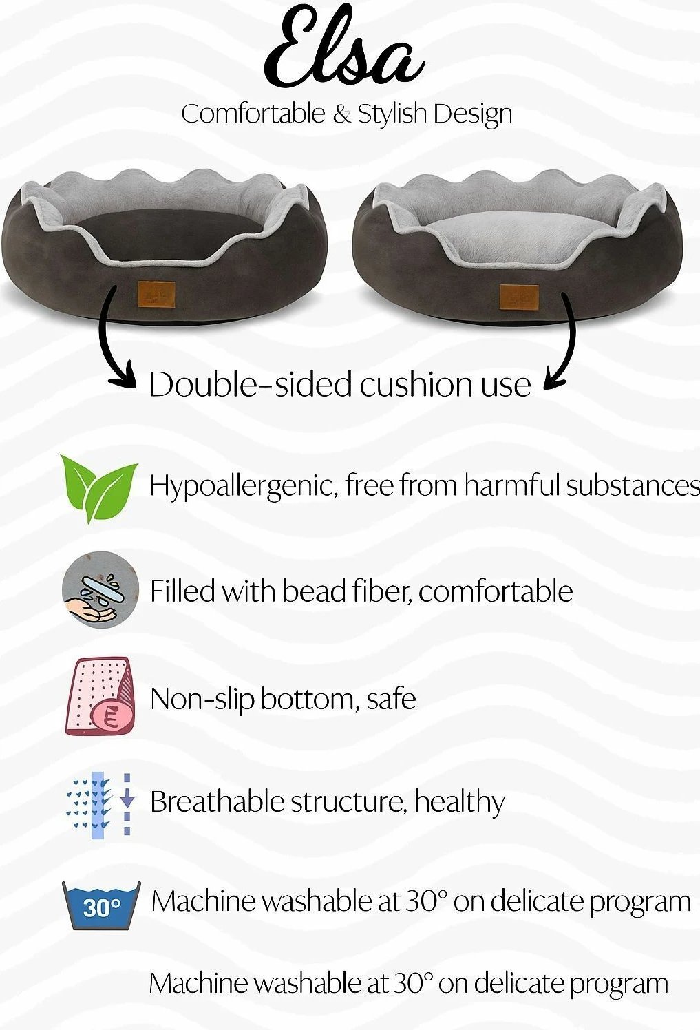 Shtrat për qen Elsa, krem, Paws & Whiskers, S