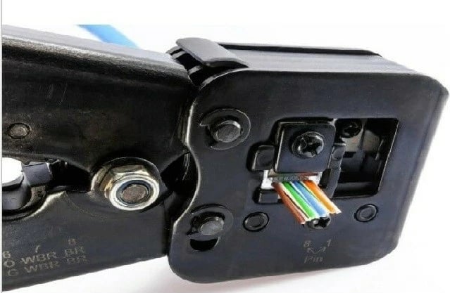 Krimpues kabllosh Lanberg NT-0204 për RJ45, RJ12, RJ11, me prerëse, blu