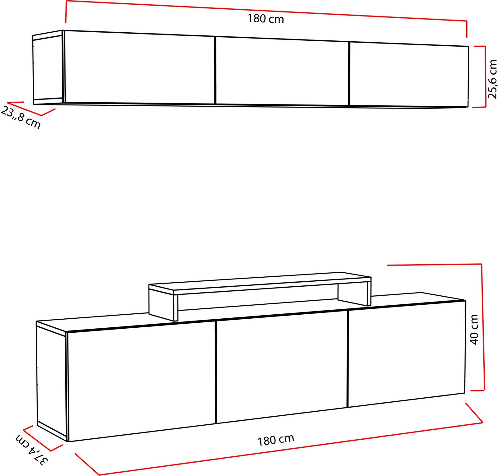 Komodë TV Hanah Home, Line, e bardhë