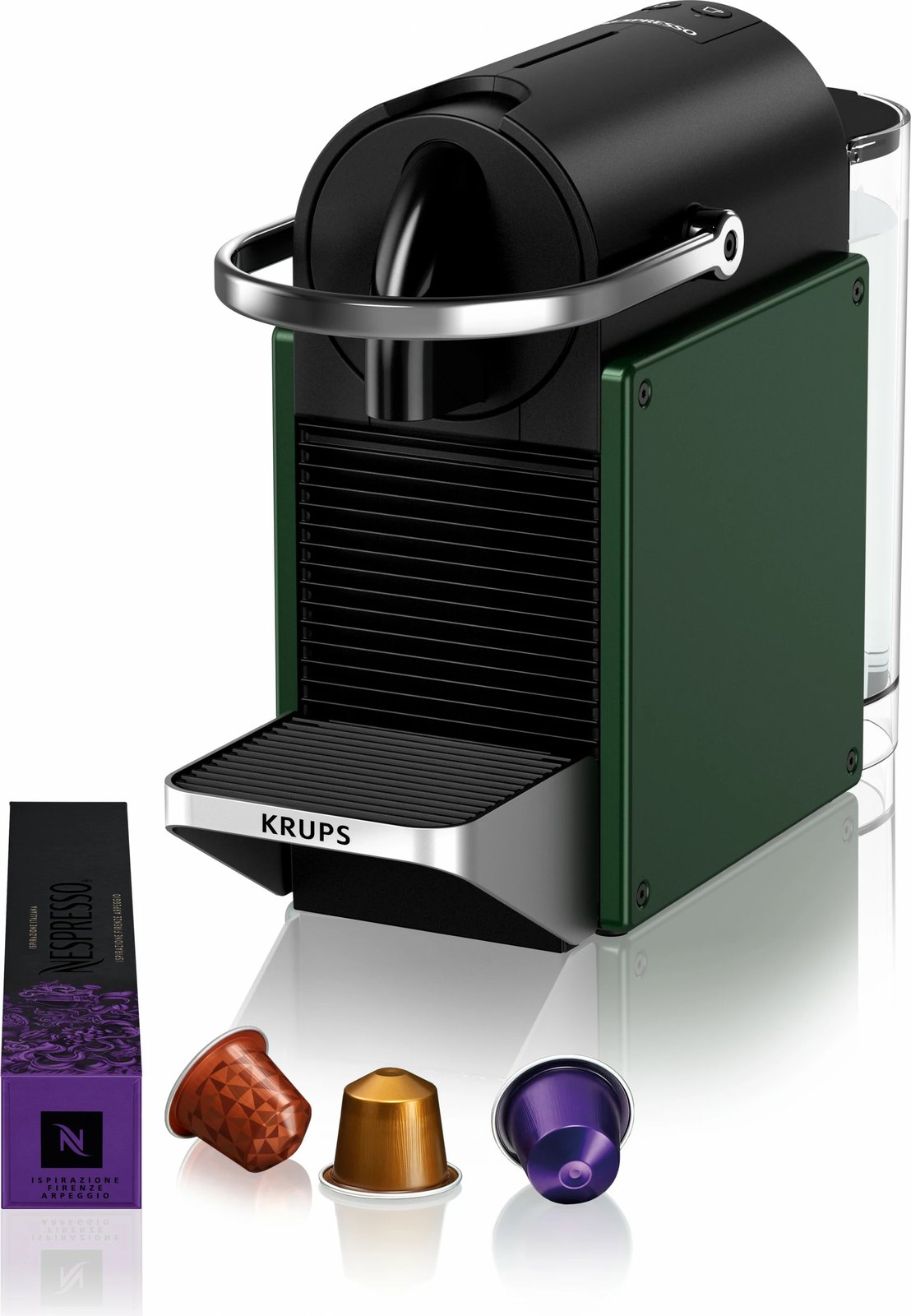 Aparat kafeje kapsula Krups Pixie XN306310, 0.7L, 1260W, zi, gjelbër