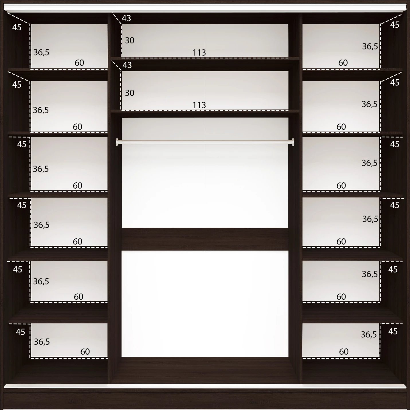 Dollap ADLER me dyer rrëshqitëse, melaminë, ngjyrë wenge, me pasqyrë, 3 dyer, 240x60x240 cm, FH2462.02