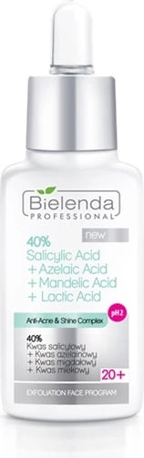 Trajtim acid për fytyrë për femra Bielenda Professional 40% Salicylic Acid + Azelaic Acid + Mandelic Acid + Lactic Acid pH 2 20+, 30g
