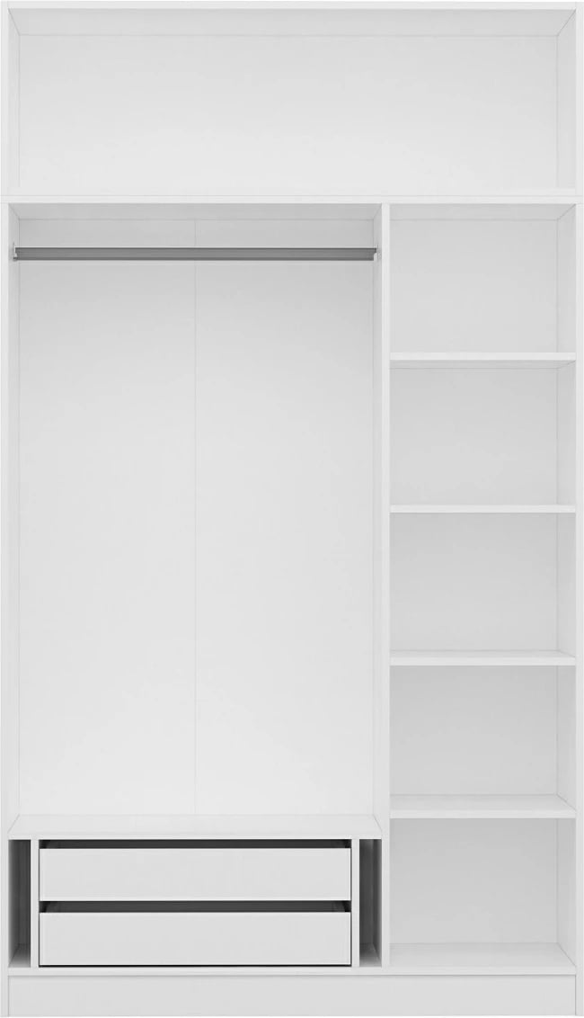 Dollap garderobe, ngjyrë e bardhë, Skye Decor, 3 kapakë, 2 sirtarë, 135x52x255 cm