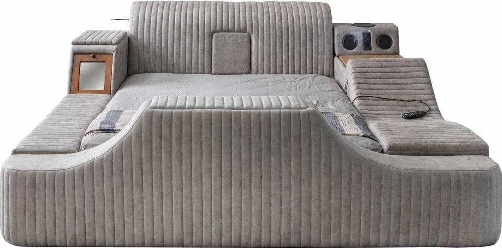 Krevat dopio me funksione smart, ngjyrë kafe, Skye Decor, Sunshine Smart