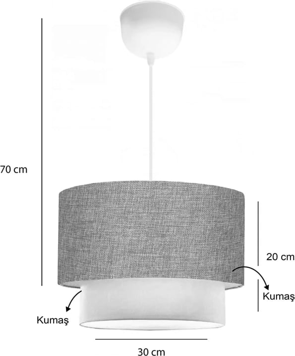 Dritë tavani Fersa, ngjyrë gri-bardhë, D30x20cm