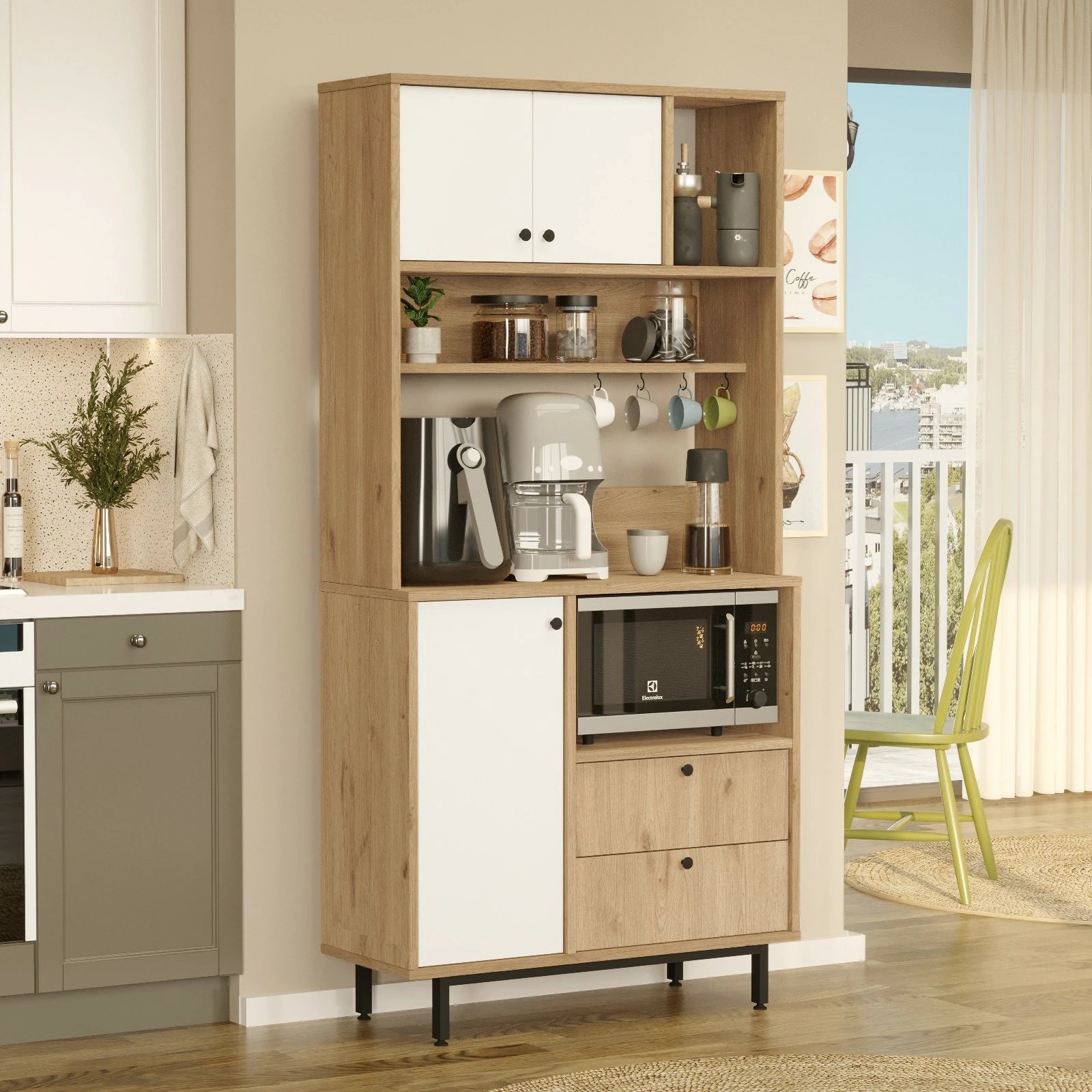 Dollap multifunksional, ngjyrë lis dhe e bardhë, Skye Decor, RE4-SW