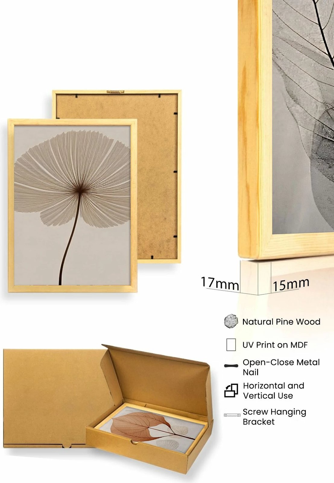 Pikturë dekorative me kornizë MDF (3 copë), Wallity, Huhu481, 50x70 cm