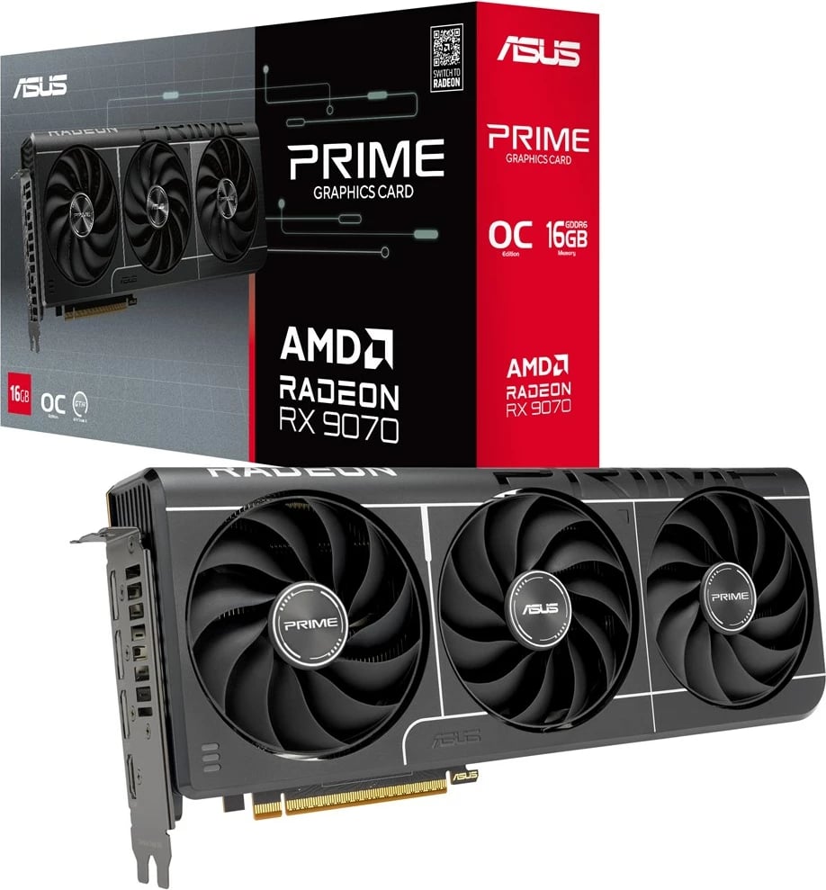 Kartelë grafike ASUS Prime RX9070-O16G-EVO, 16 GB GDDR6, e zezë