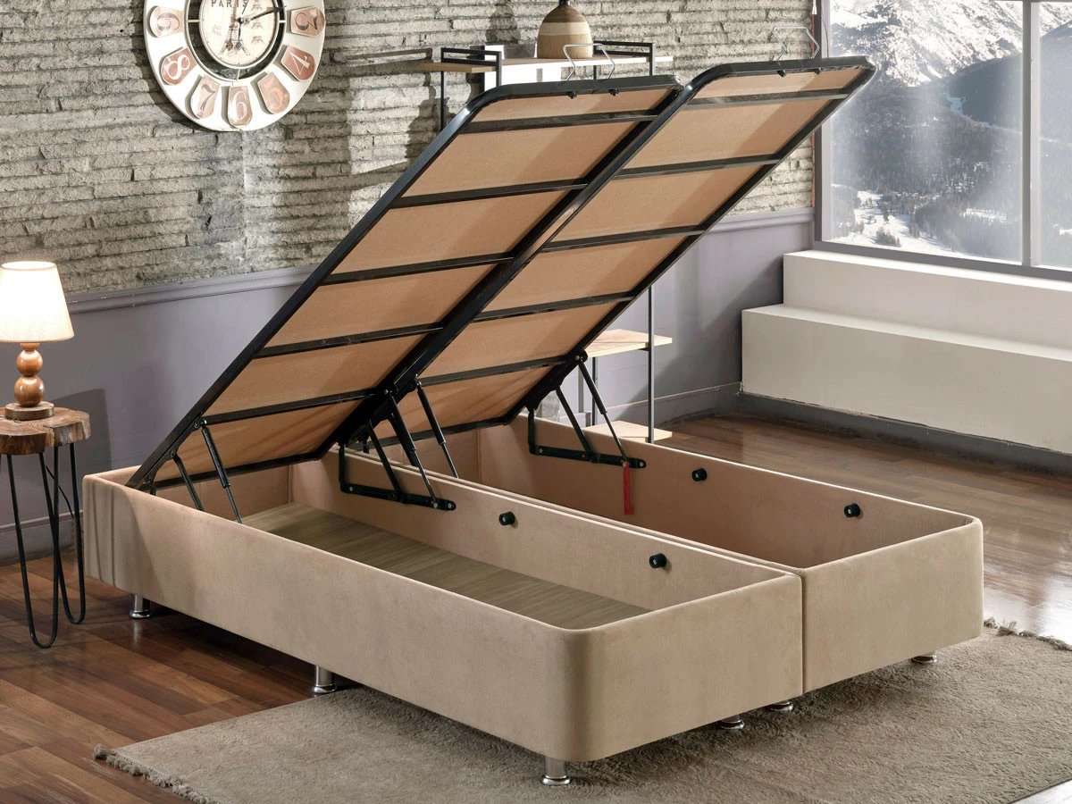 Baze krevati dopio, Skye Decor, Ela Double, kafe e çelët, 140x190cm