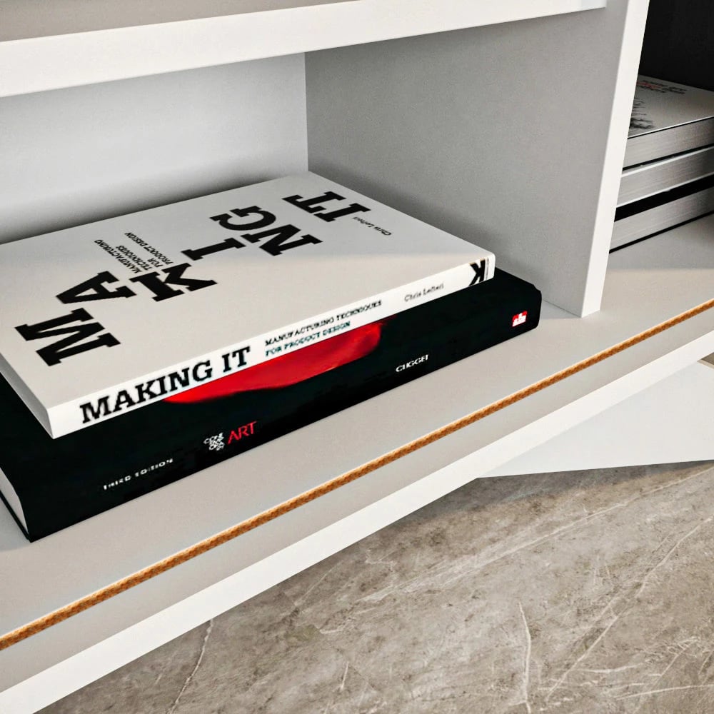 Komodë Hanah Home, e madhe, e bardhë dhe antracit