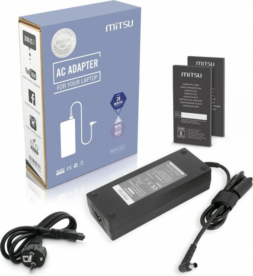 Furnizues rryme Mitsu ZM/LG19579 për laptop LG, 19V 5.79A, 110W, i zi