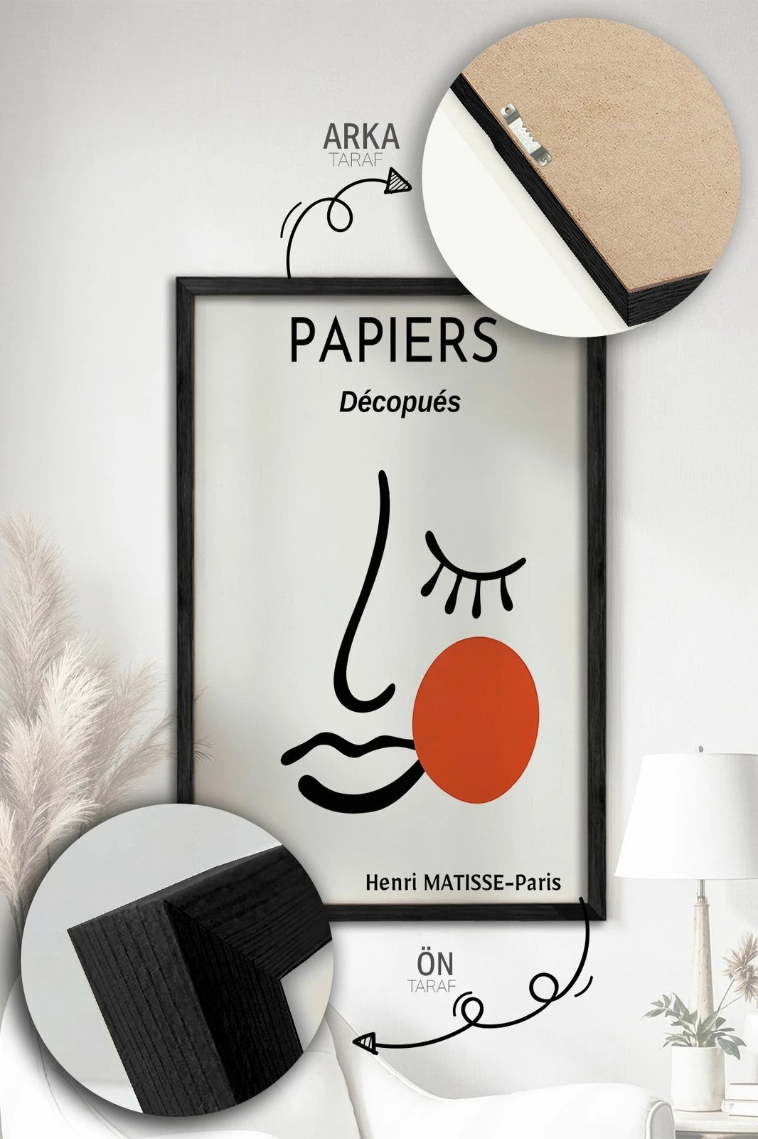 Pikturë dekorative me kornizë (3 copë), Wallity, Artvmodel18-Siyah