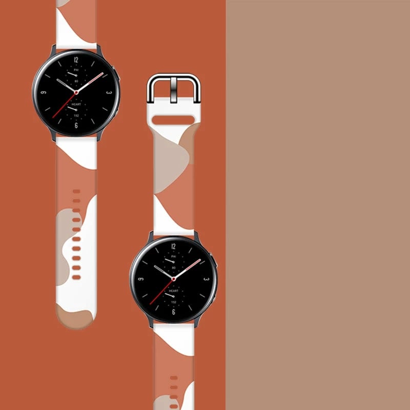 Rrip silikoni për Samsung Galaxy Watch 46mm, Hurtel, model Moro Band, 22 mm, bezhë/portokalli/e bardhë
