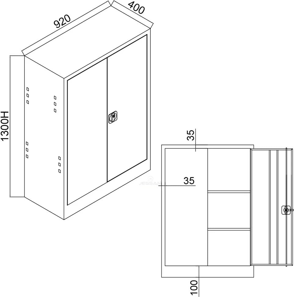 Dollap metalik për depo, ngjyrë gri e kuqe, Skye Decor, Js1002Kı