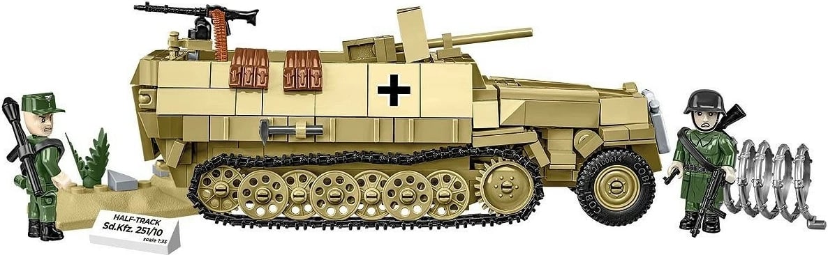 Set blloqesh Cobi Klocki Half-Track Sd.Kfz.251, 500 pjesë, me figurina, bezhë