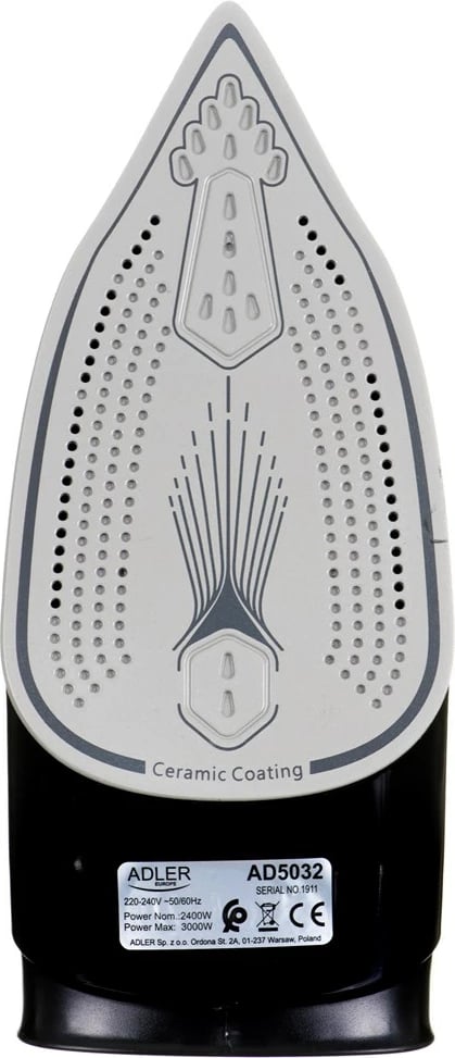 Hekur për hekurosje Adler AD 5032, 2400 W, i zi/kaltër