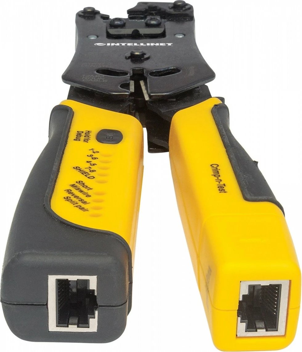 Krimpuese dhe testues kabllosh Intellinet 780124, për RJ45/RJ11/RJ12/RJ22, zi/verdhe
