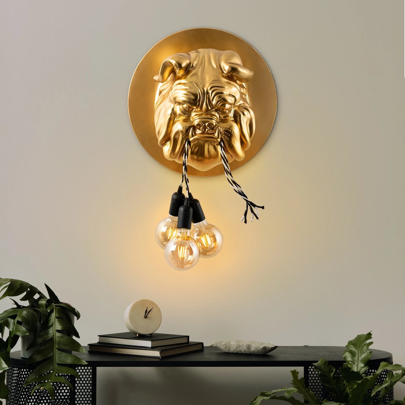 Llambë muri Opviq, bulldog, ngjyrë ari