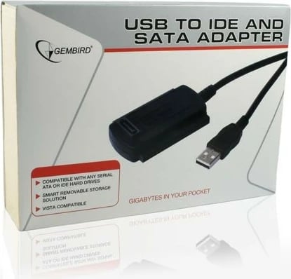 Adapter Gembird AUSI01 USB 2.0 në IDE/SATA, i zi