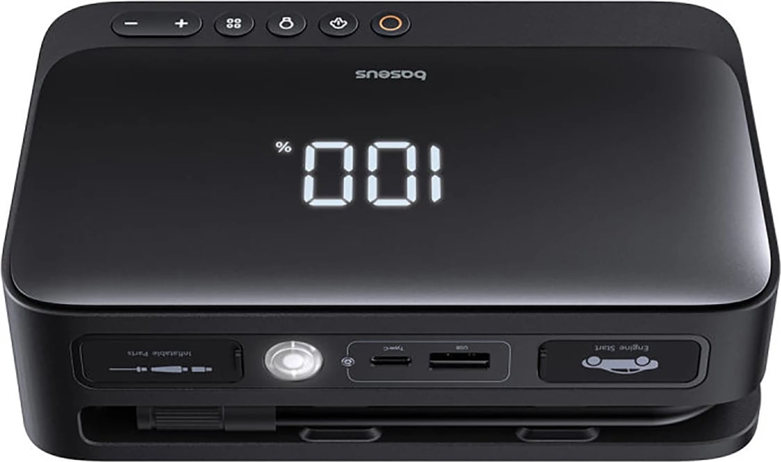 Jump starter Baseus Super Energy BS-CH013 4n1 me kompresor, powerbank 6000mAh, dritë LED, e zezë Jump starter Baseus Super Energy BS-CH013 4n1 me kompresor, powerbank 6000mAh, dritë LED, e zezë