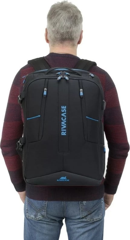 Çantë shpine RivaCase 7860 për laptop 17.3", e zezë/blu Çantë shpine RivaCase 7860 për laptop 17.3", e zezë/blu