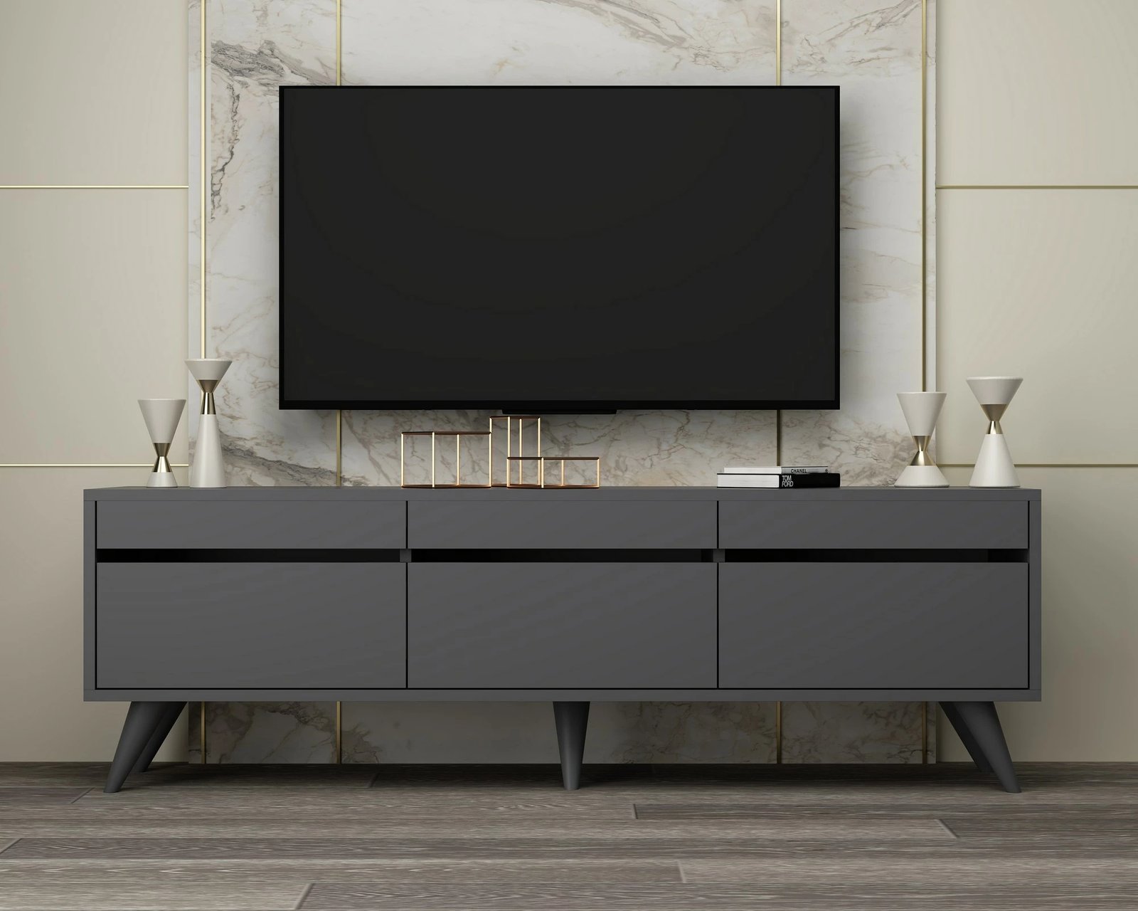 Komodë për TV, ngjyrë antracit, Skye Decor