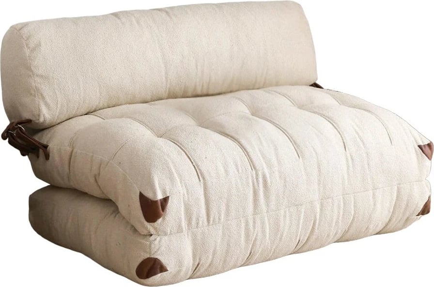 Divan-krevat 2 vende, stof Teddy, krem, Fold Teddy 2