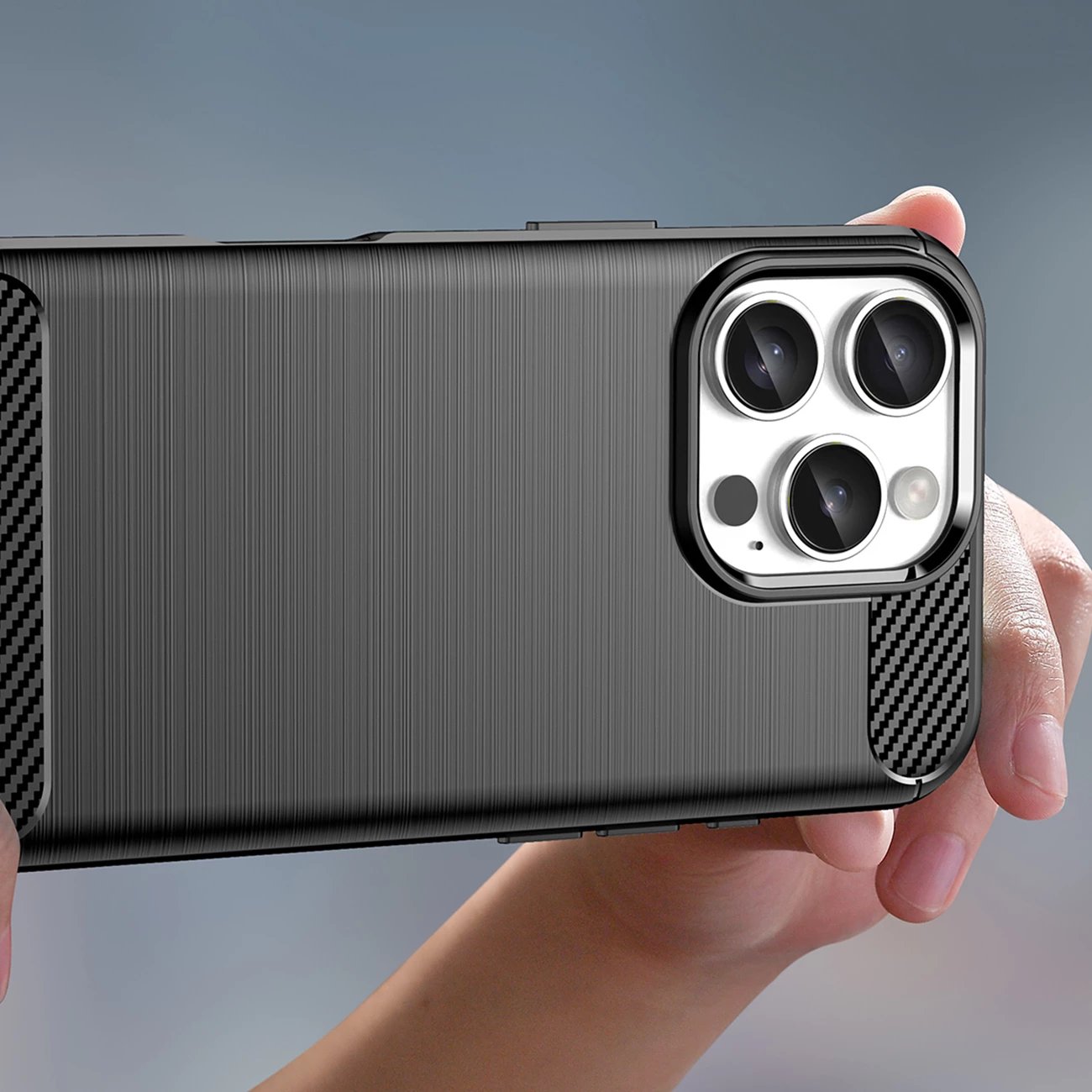 Mbështjellës Hurtel Carbon Case për iPhone 16 Pro, TPU, i zi