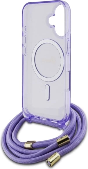 Mbështjellës Guess Crossbody Cord Script MagSafe për iPhone 16, Vjollcë