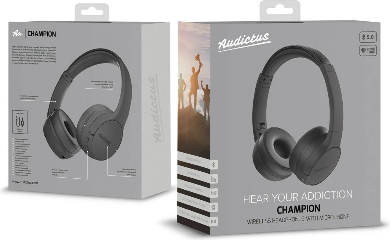 Kufje Audictus Champion Wireless Over-Ear me mikrofon, ABH-1912, Zezë