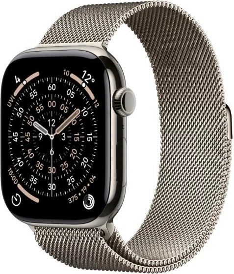 Smartwatch Apple Watch Series 11, titani, 42 mm, GPS + Cellular, rrip Milanese, natyrale