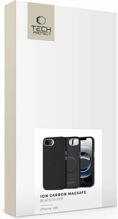 Mbështjellës Tech-Protect Ion Carbon MagSafe për iPhone 16e, Gri