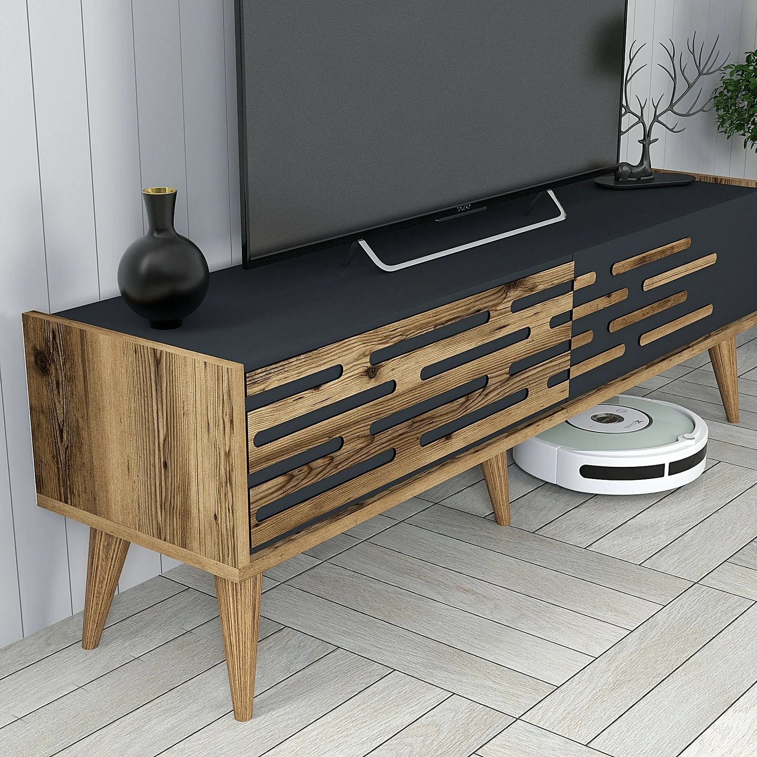 Komodë TV Hanah Home, Valensiya 140, ngjyrë arre dhe antracit