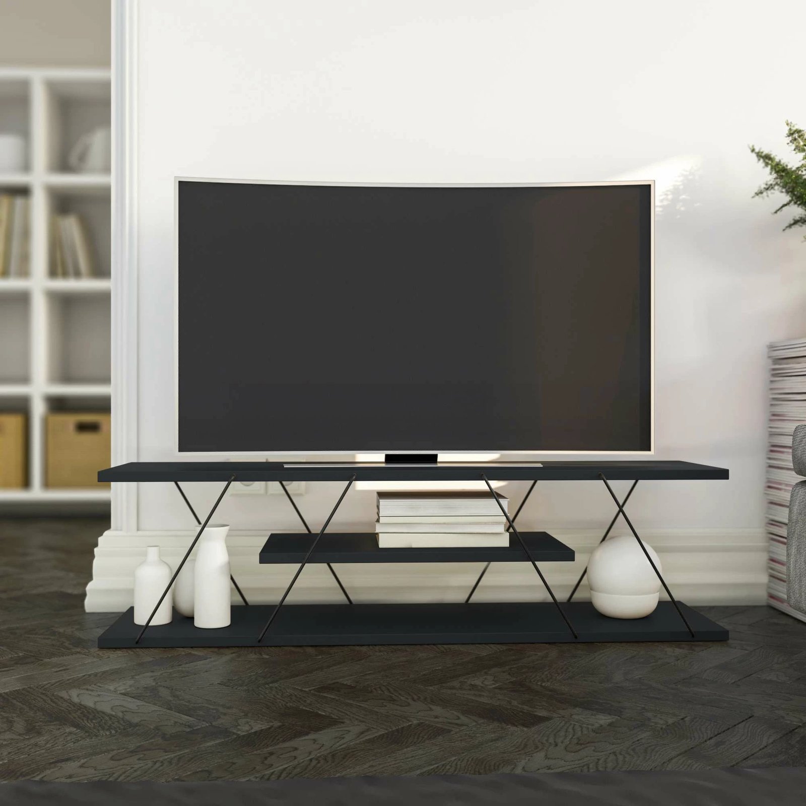 Komodë TV Hanah Home Canaz v2, antracit, gri