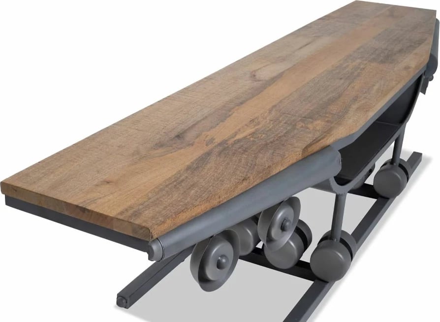 Mbajtës TV Wings, metal gunmetal, dru mango natyral, 188x44x44 cm