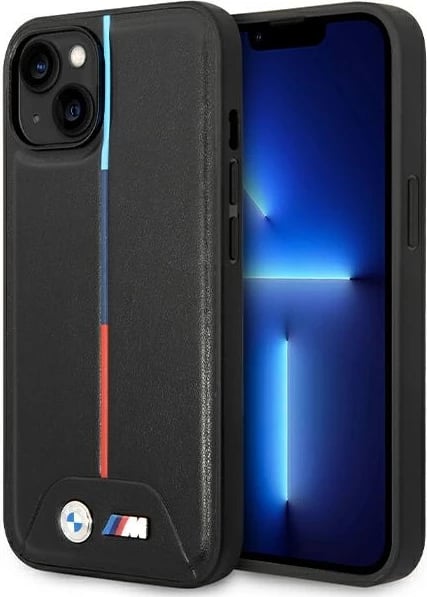 Mbështjellës BMW Quilted Tricolor BMW000811-0 hardcase për iPhone 15/14/13 (6.1 inç), TPU/PC lëkurë eko, i zi Mbështjellës BMW Quilted Tricolor BMW000811-0 hardcase për iPhone 15/14/13 (6.1 inç), TPU/PC lëkurë eko, i zi