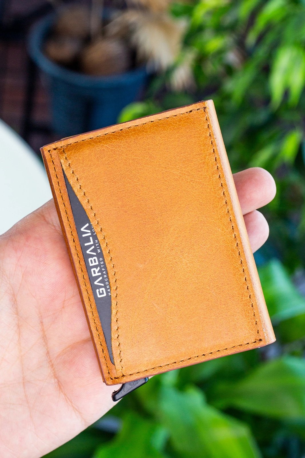 Mbajtës kartelash Zoozie Bags, lëkurë ngjyrë mustard