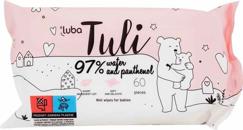 Peceta të lagura për fëmijë Luba Tuli, 60 copë