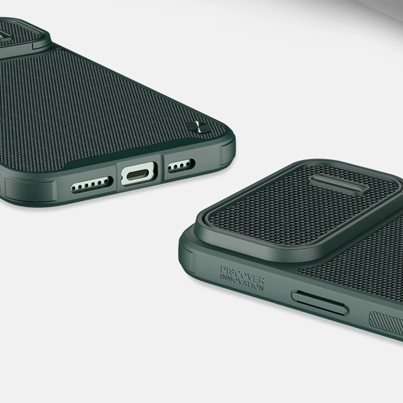 Mbështjellës Nillkin Textured S Case për iPhone 14 Pro Max me mbulesë kamere, e gjelbër e errët