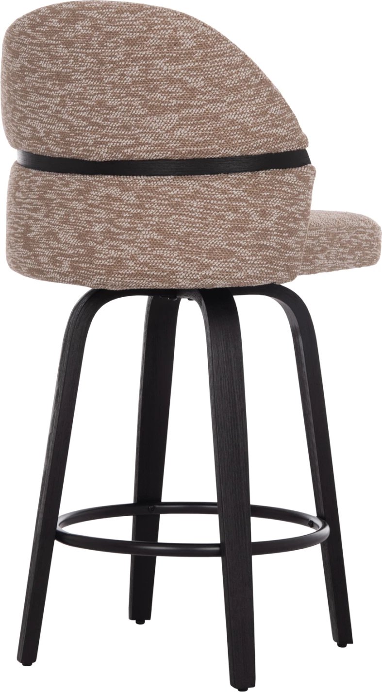 Karrige për bar rrotulluese Dekker, dru i zi, stof kafe, set prej 2 copë, 48x54x96cm