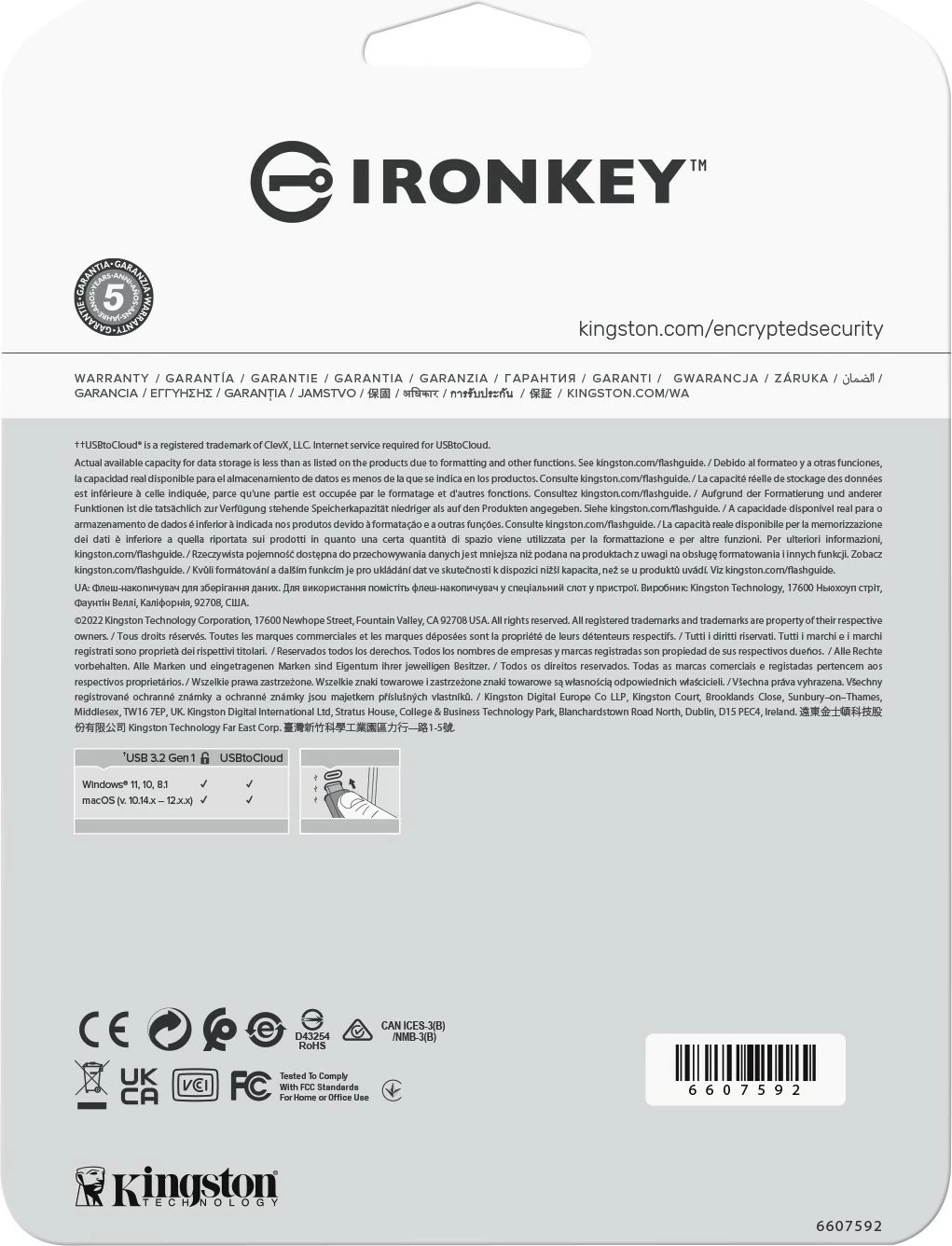 USB stick Kingston IronKey Locker+ 50 128GB, argjendtë