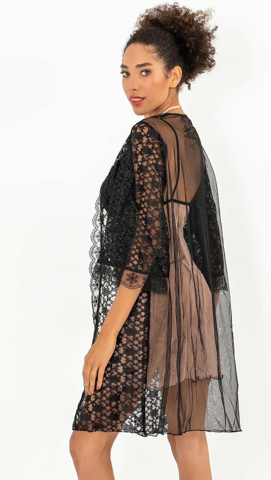 Set fustan nate me peniuar, ngjyrë salmon, Jumeon, 011-008009