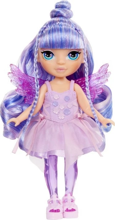 Kukull lodër Rainbow High Littles Amethyst Willow me krahë, 14cm, vjollcë, set me kafshë lodër
