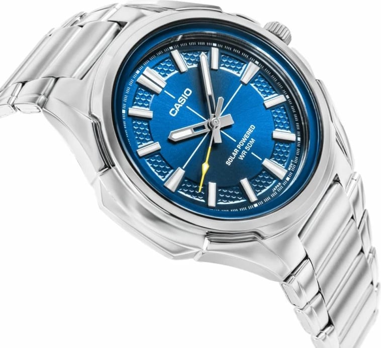 Orë dore për meshkuj CASIO, argjend me blu