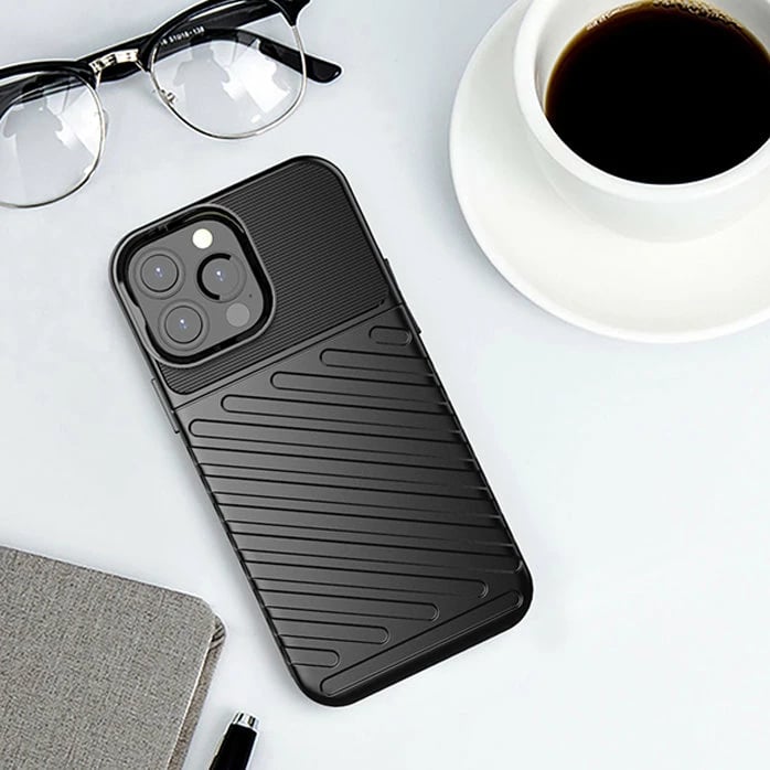 Mbështjellës Hurtel Thunder Case për iPhone 13 Pro Max, TPU, i zi