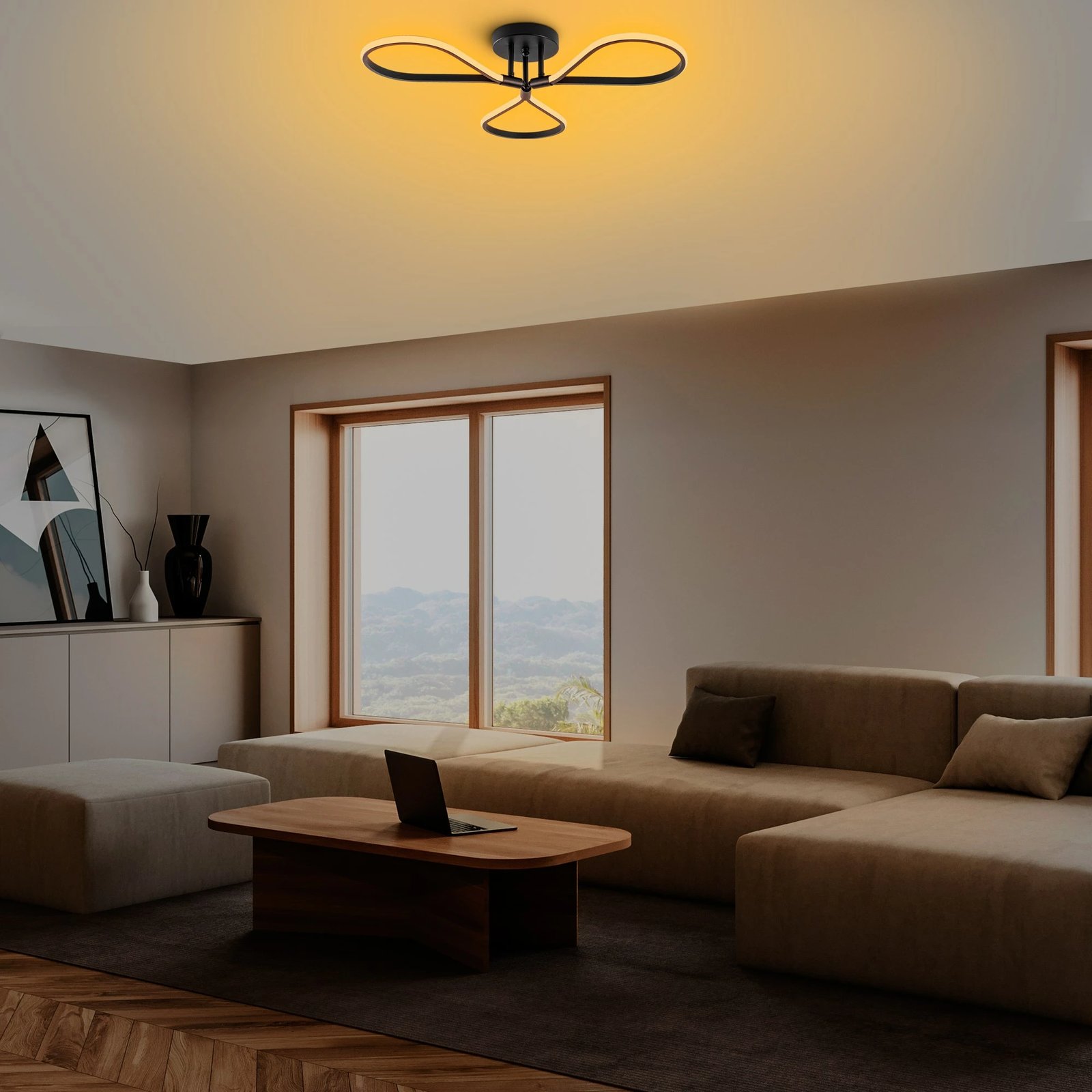 Llambë tavani Opviq Damla, e zezë, 68x14x68cm