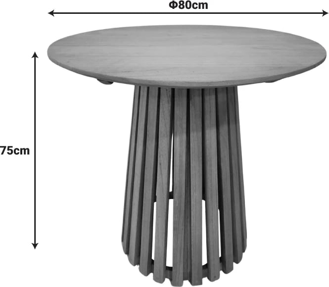 Tavolinë Kenda, dru mindi, ngjyrë natyrale, D80x75cm