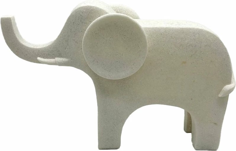 Elefant dekorativ EVO, polirezine, i bardhë, 28.7x8.7x17.8cm
