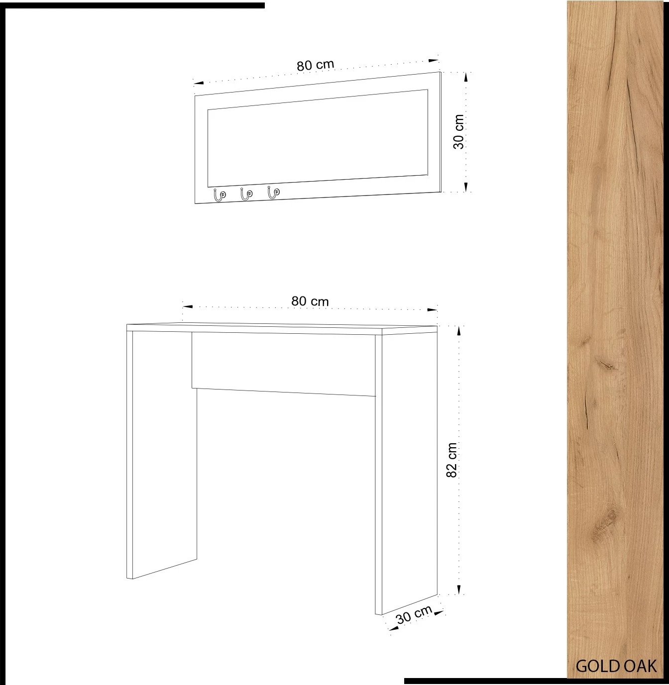 Komodë anësore Hanah Home, Cosenza, ngjyrë lisi