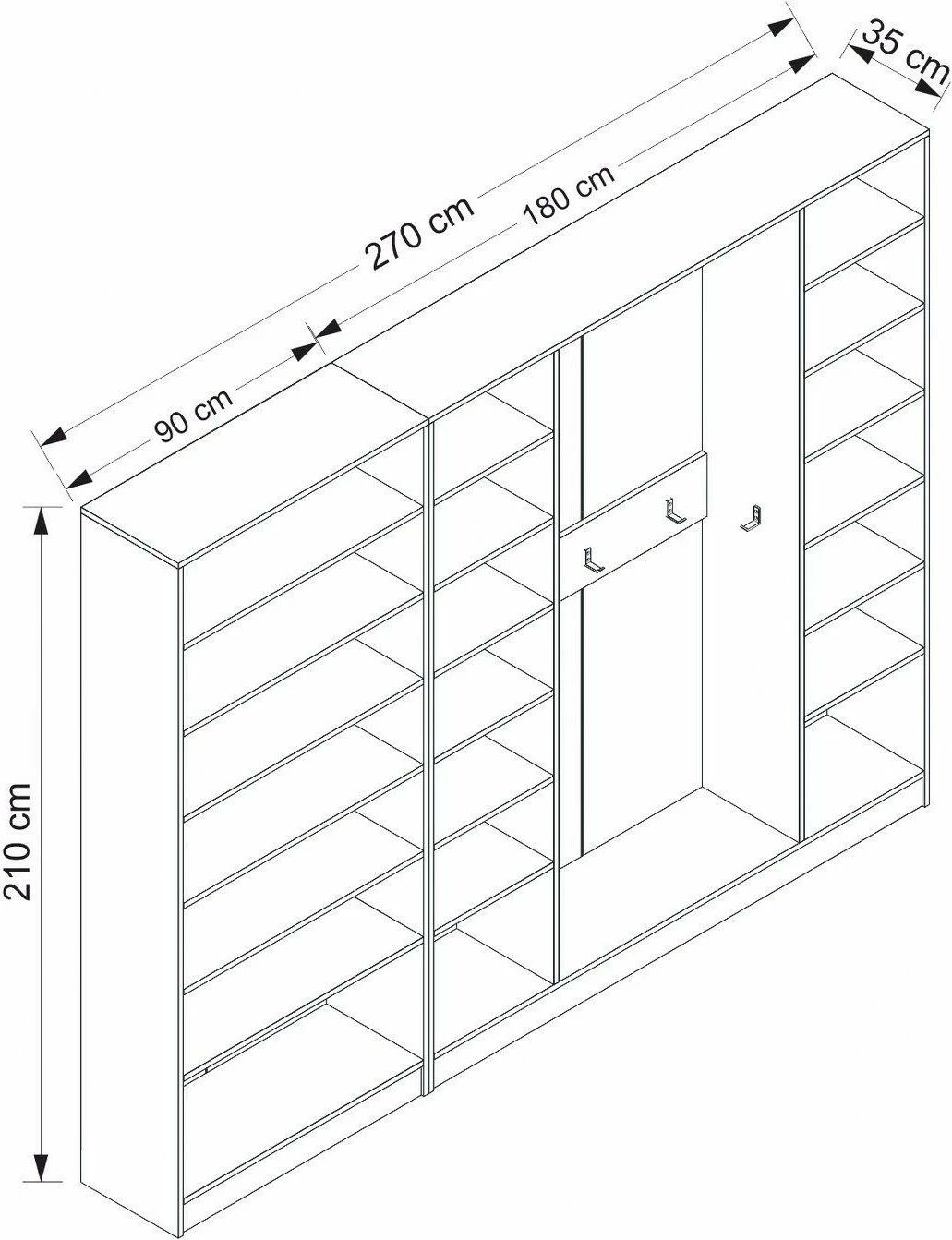 Stendë korridori Skye Decor, e bardhë, 270x210x35cm